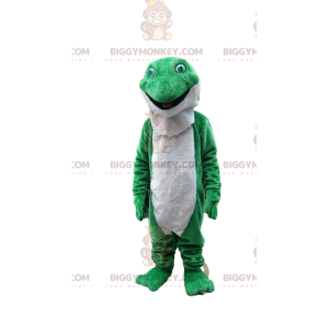 Kostým maskota BIGGYMONKEY™ zelená a bílá žába, kostým ropucha