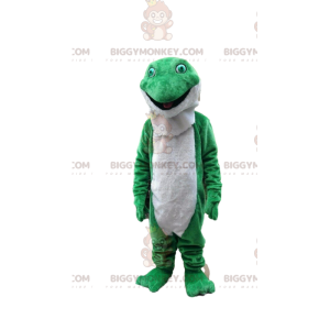 Traje de mascote BIGGYMONKEY™ rã verde e branca, fantasia de