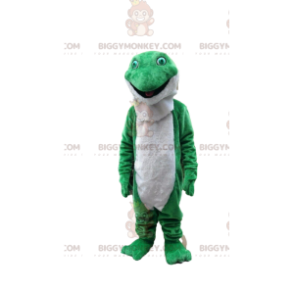 BIGGYMONKEY™ maskottiasu vihreä ja valkoinen sammakko-, rupikonna-asu - Sammakon maskotit - BIGGYMONKEY_08704 - BiggyMonkey.com