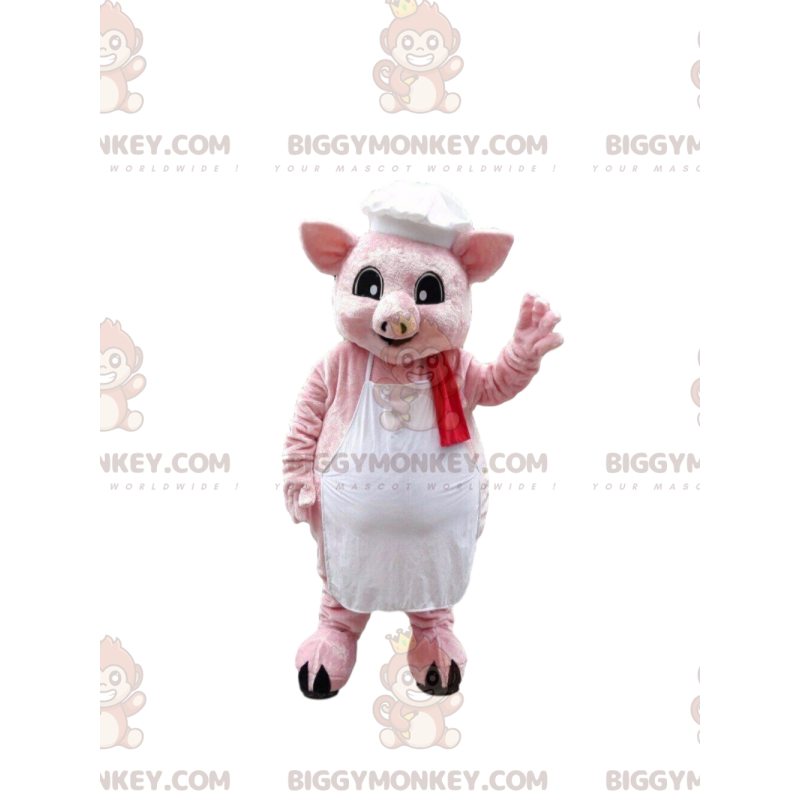 BIGGYMONKEY™ costume da mascotte di maiale rosa con cappello da BIGGYMONKEY™ costume da mascotte di maiale rosa con cappello da