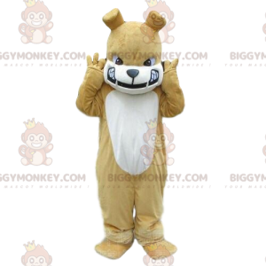 Disfraz de mascota BIGGYMONKEY™ bulldog beige y blanco, disfraz