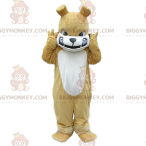BIGGYMONKEY™ maskotdräkt beige och vit bulldogg, stygg hunddräkt - Hundmaskot - BIGGYMONKEY_08711 - BiggyMonkey.com