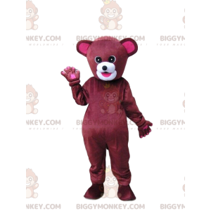 Costume de mascotte BIGGYMONKEY™ d'ours rouge et rose, costume