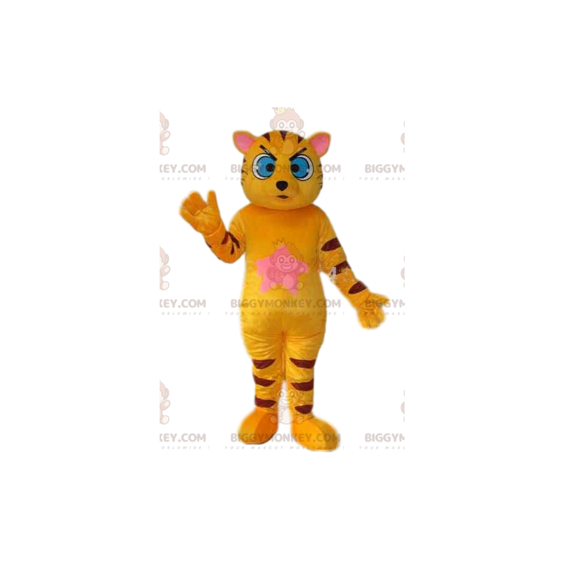 Costume de mascotte BIGGYMONKEY™ de chat jaune avec de grands Costume de mascotte BIGGYMONKEY™ de chat jaune avec de grands