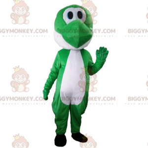 Grøn og hvid dinosaur BIGGYMONKEY™ maskotkostume, sødt