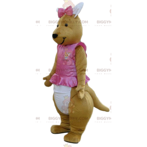BIGGYMONKEY™ maskottiasu kengurusta tutussa, kengurupuku