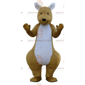 BIGGYMONKEY™ Braunes und weißes Känguru-Maskottchen-Kostüm Tier