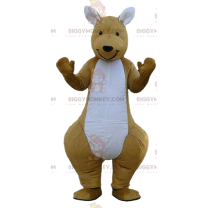 BIGGYMONKEY™ Brun og hvid kængurumaskotkostume Animal Australia - Kangaroo-maskoter - BIGGYMONKEY_08730 - BiggyMonkey.com