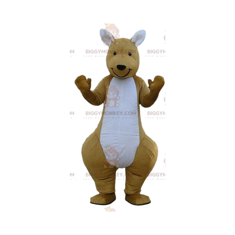 BIGGYMONKEY™ Brun og hvid kængurumaskotkostume Animal Australia - Kangaroo-maskoter - BIGGYMONKEY_08730 - BiggyMonkey.com