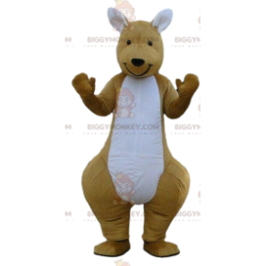 BIGGYMONKEY™ Brun og hvid kængurumaskotkostume Animal Australia - Kangaroo-maskoter - BIGGYMONKEY_08730 - BiggyMonkey.com
