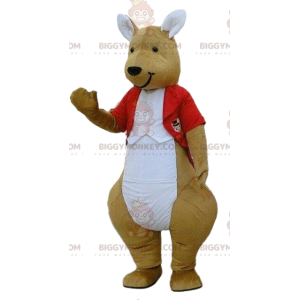BIGGYMONKEY™ mascot costume of kangaroo in red costume, elegant