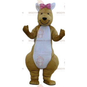 Kostým maskota Kangaroo BIGGYMONKEY™ s růžovou mašlí, kostým