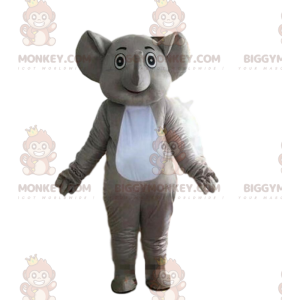 BIGGYMONKEY™ mascot costume gray and white elephant, pachyderm