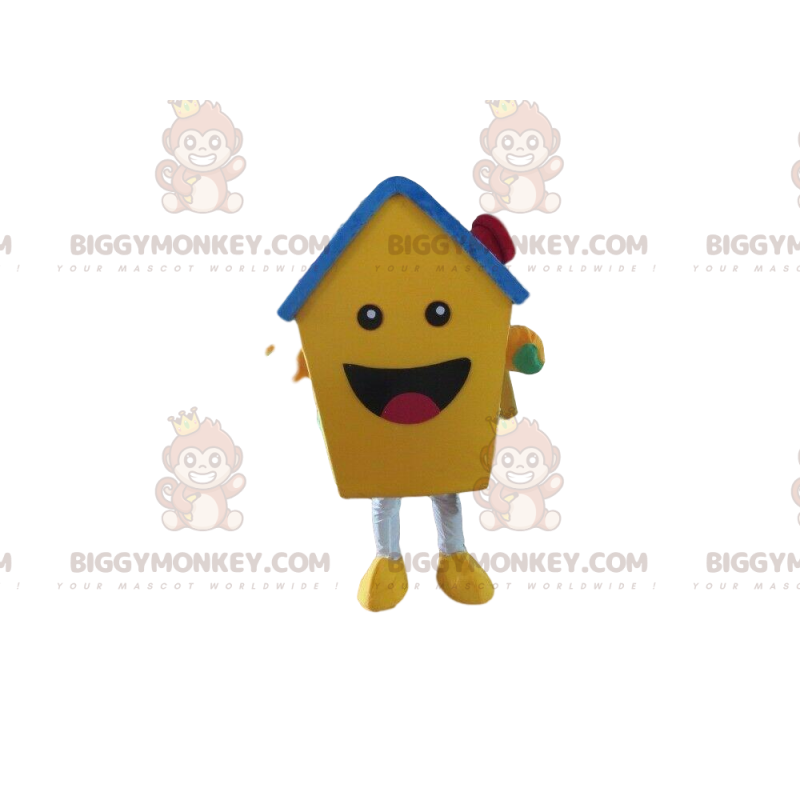 Yellow house BIGGYMONKEY™ mascot costume, dwelling costume