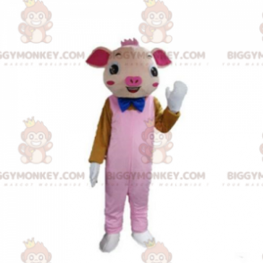 BIGGYMONKEY™ pink grisemaskotkostume med overalls, grisekostume - Grise-maskoter - BIGGYMONKEY_08744 - BiggyMonkey.com