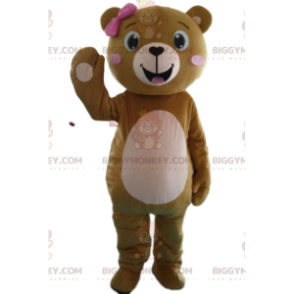 Female Teddy Bear BIGGYMONKEY™ Mascot Costume, Bear Costume