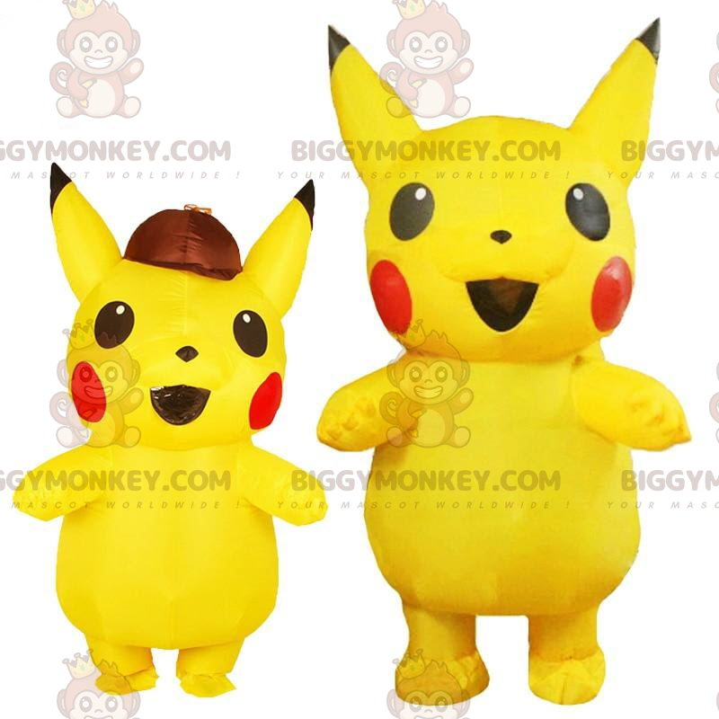 Costume de mascotte BIGGYMONKEY™ de Pikachu, le Pokemon jaune Costume de mascotte BIGGYMONKEY™ de Pikachu, le Pokemon jaune