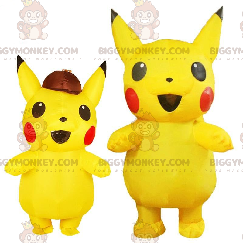 Traje de mascote BIGGYMONKEY™ de Pikachu, o famoso Pokémon amarelo do mangá