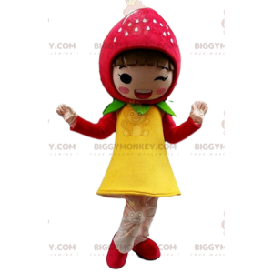 Στολή μασκότ Strawberry BIGGYMONKEY™, στολή κοριτσιού, κέικ με φράουλα - Μασκότ για αγόρια και κορίτσια - BiggyMonkey.com