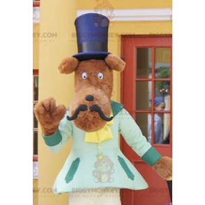 Besnorde hond BIGGYMONKEY™ mascottekostuum met hoge hoed - Hondenmascottes - BIGGYMONKEY_0999 - BiggyMonkey.com