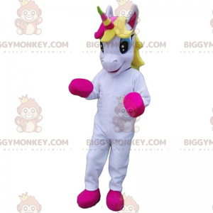 Costume de mascotte BIGGYMONKEY™ de licorne blanche et rose