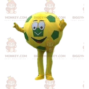 BIGGYMONKEY™ mascot costume yellow and green soccer ball