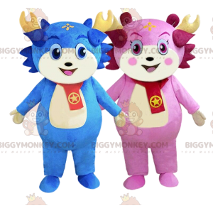 2 BIGGYMONKEY™s character mascot blue and pink, colorful