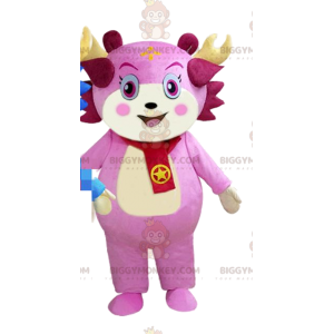 Pink character BIGGYMONKEY™ mascot costume, pink creature