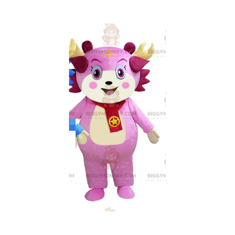 Traje de mascote de personagem rosa BIGGYMONKEY™, fantasia de Traje de mascote de personagem rosa BIGGYMONKEY™, fantasia de