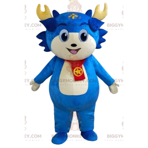 Blue character BIGGYMONKEY™ mascot costume, blue creature