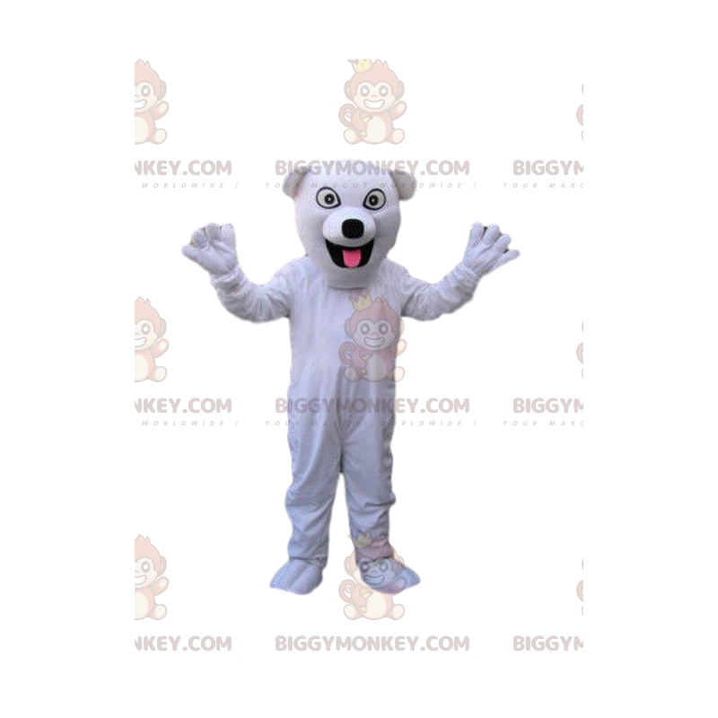 Witte hond BIGGYMONKEY™ mascottekostuum, kennelkostuum, SPA Witte hond BIGGYMONKEY™ mascottekostuum, kennelkostuum, SPA