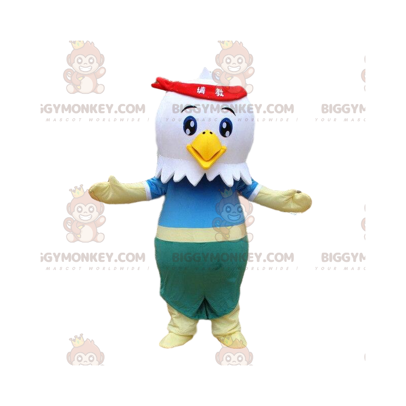 White eagle BIGGYMONKEY™ mascot costume, bird costume, rooster