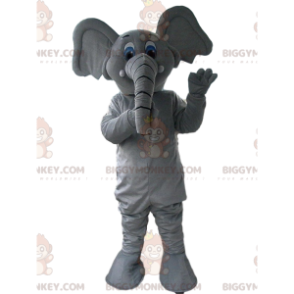 BIGGYMONKEY™ Maskottchenkostüm grauer und weißer Elefant