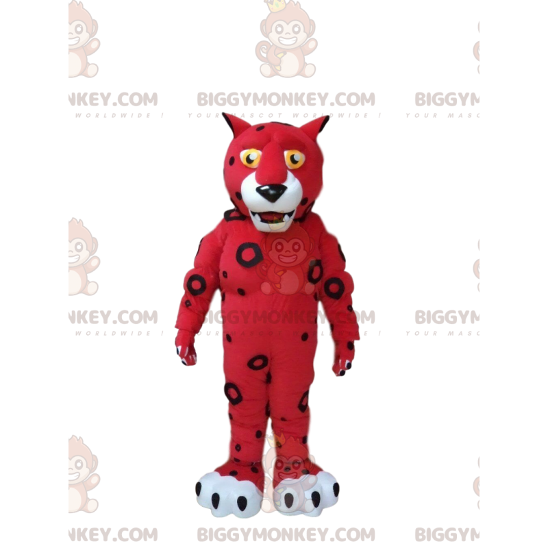 Red and White Tiger BIGGYMONKEY™ Mascot Costume, Red Cat