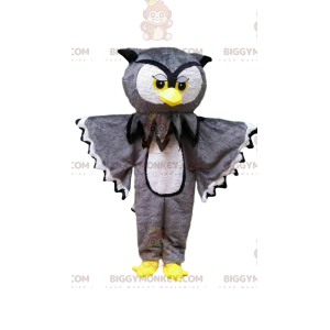 Gigantische grijze en witte uil BIGGYMONKEY™ mascottekostuum