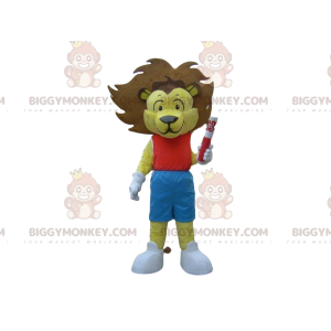 BIGGYMONKEY™ yellow lion mascot costume, lion cub costume, king
