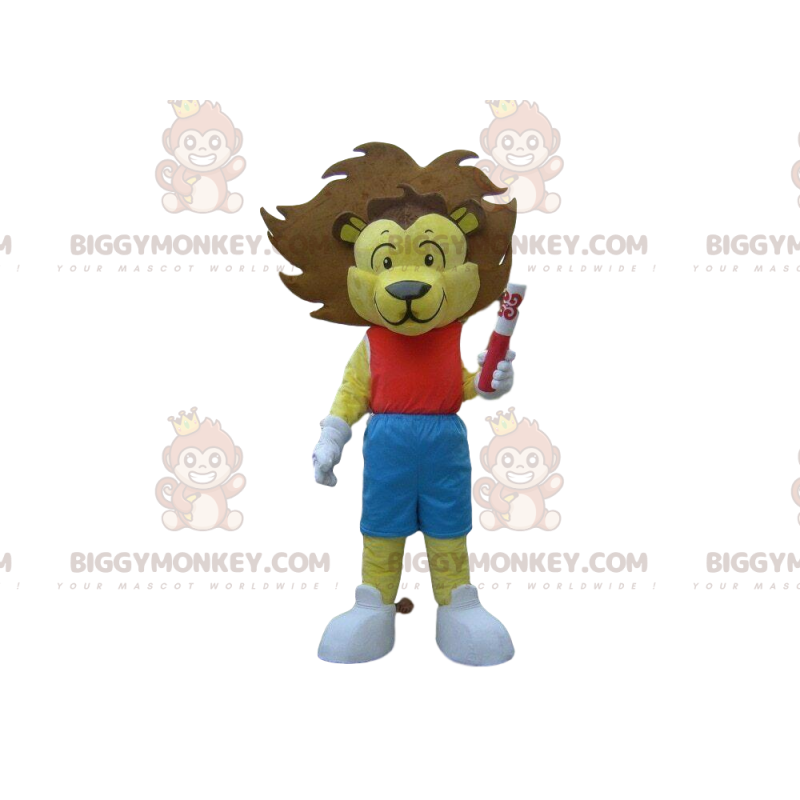BIGGYMONKEY™ traje de mascota de león amarillo, traje de BIGGYMONKEY™ traje de mascota de león amarillo, traje de