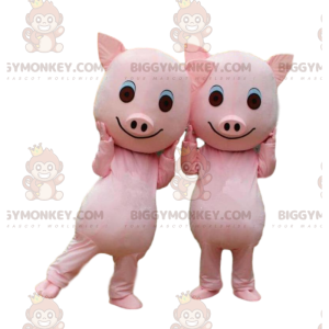 2 BIGGYMONKEY™s mascotte varkens, paar varkens, roze varkens -