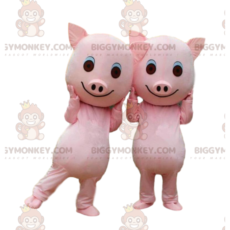 Duo de mascottes BIGGYMONKEY™ de cochons, couple de cochons
