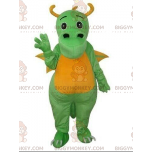 Kostým maskota BIGGYMONKEY™ zelený a žlutý drak, kostým