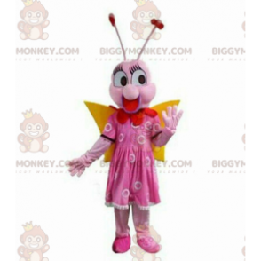 Rosa fjäril BIGGYMONKEY™ maskotdräkt, kostym för flygande