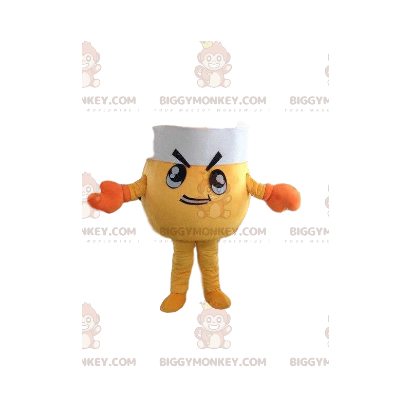 Gul krabba BIGGYMONKEY™ maskotdräkt med kockmössa Gul krabba BIGGYMONKEY™ maskotdräkt med kockmössa