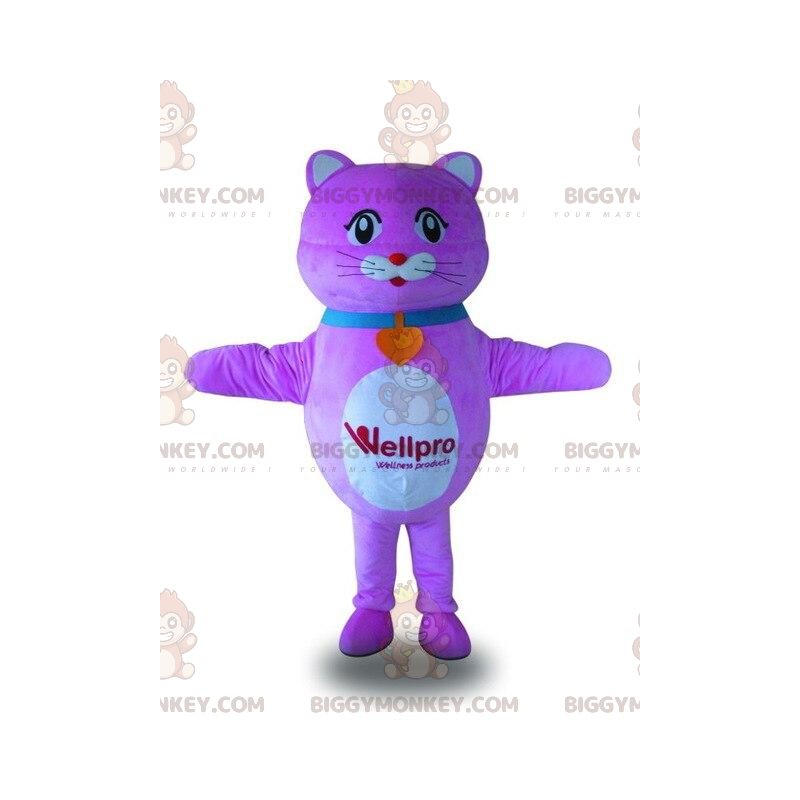 BIGGYMONKEY™ maskottiasu purppuravalkoinen kissa BIGGYMONKEY™ maskottiasu purppuravalkoinen kissa