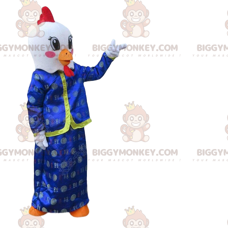 BIGGYMONKEY™ Maskotdräkttupp, White Bird Asian Dress - BIGGYMONKEY™ Maskotdräkttupp, White Bird Asian Dress -