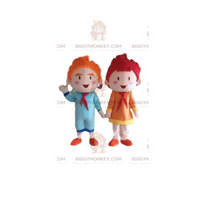 2 BIGGYMONKEY's mascotte kinderen, poppen, een jongen en een 2 BIGGYMONKEY's mascotte kinderen, poppen, een jongen en een