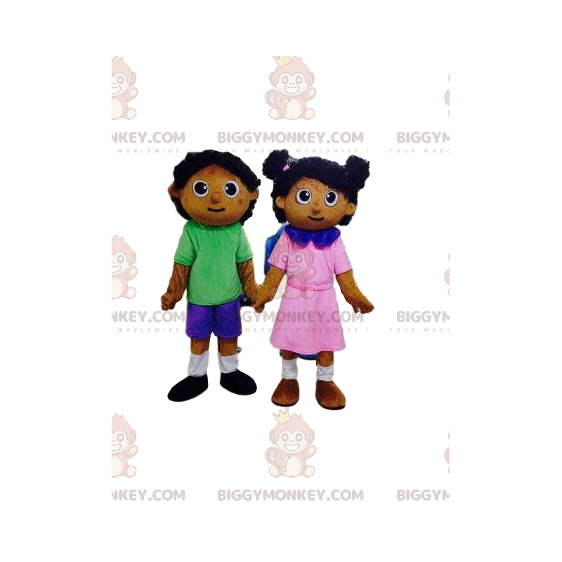 2 BIGGYMONKEY™s mascot children, dolls, a boy and a girl -