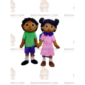 2 BIGGYMONKEY™s mascot children, dolls, a boy and a girl -