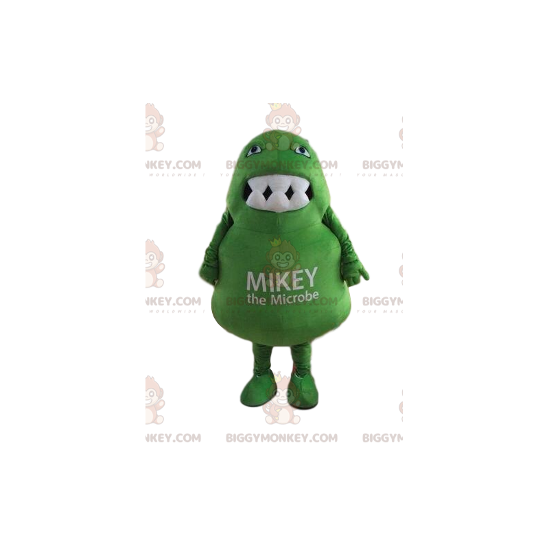 Costume de mascotte BIGGYMONKEY™ de microbe vert, costume de Costume de mascotte BIGGYMONKEY™ de microbe vert, costume de