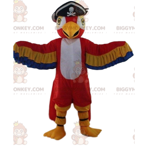 BIGGYMONKEY™ Mascot Costume Colorful Parrot With Pirate Hat -