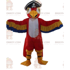 BIGGYMONKEY™ Maskottchenkostüm Bunter Papagei mit Piratenhut -